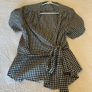 Checkered wrap top